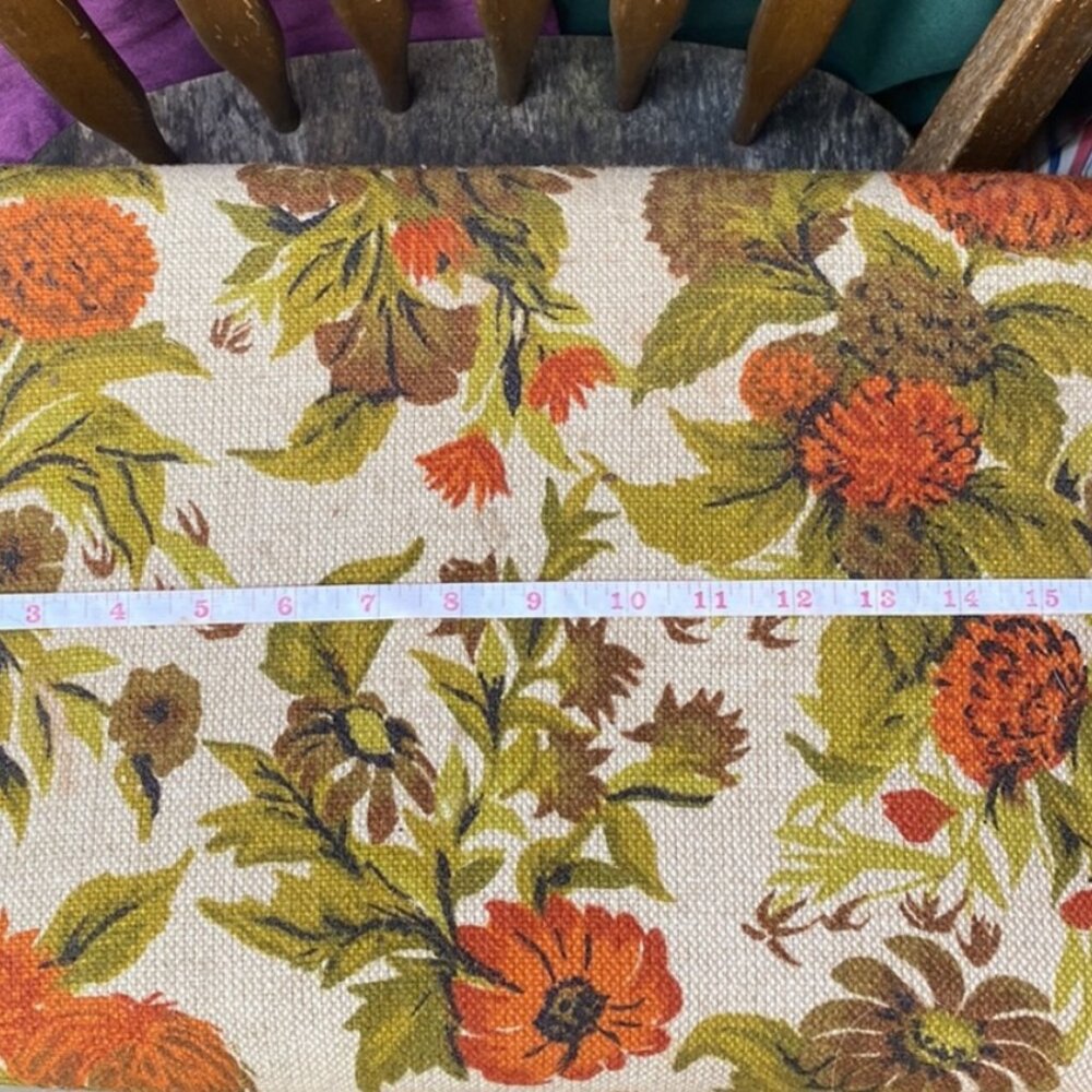 Vintage 1963 Handcrafted Floral Footstool Upholstered Wood Ottoman Stool MCM - Picture 13 of 15